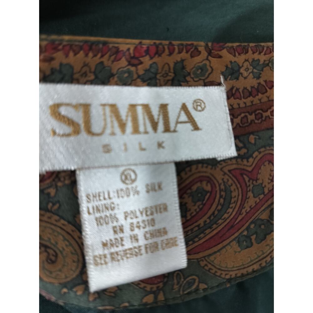 M1181) Vintage Summa Men Paisley Print Brown Red Silk XL - Picture 6 of 7